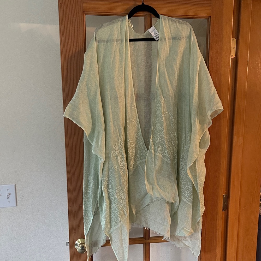 Time and Tru Sheer Mint Kimono Cardigan